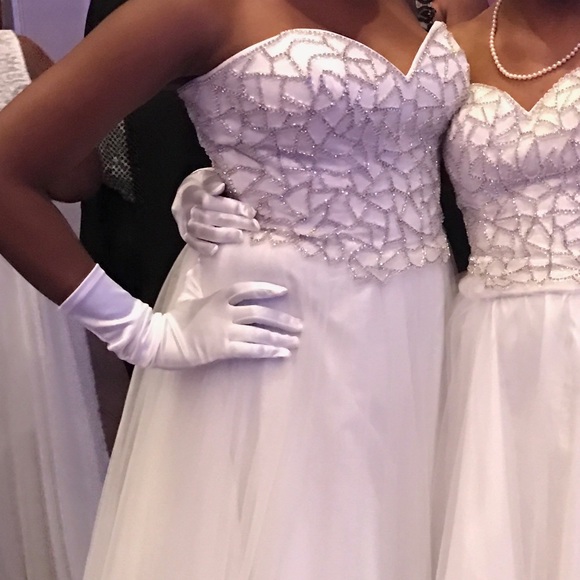 White Embroidered Prom Dress - Picture 3 of 3